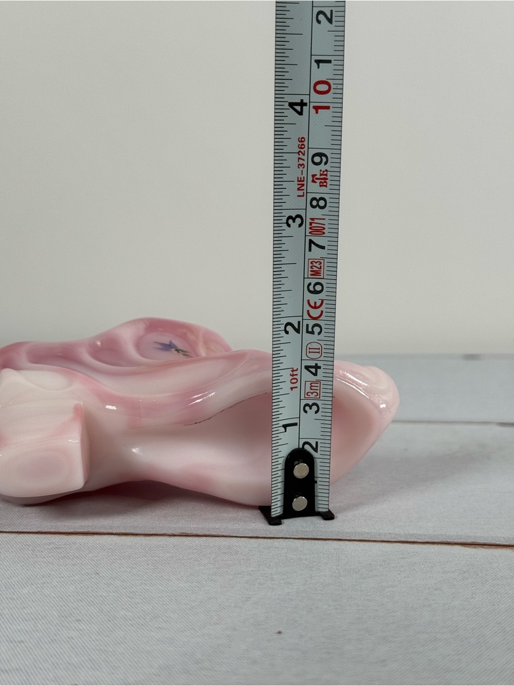 Vintage Fenton Rosalene Pink Hand Painted Glass Slipper Shoe Signed - Picture 10 of 12